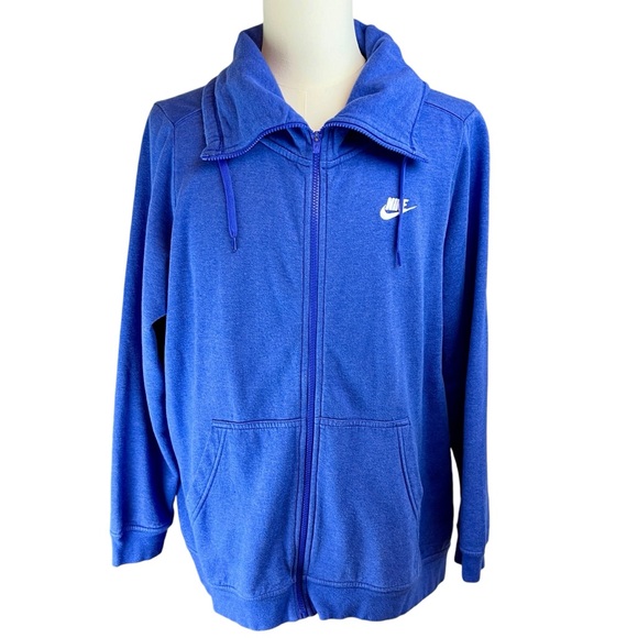 NIKE Blue‎ Full Zip Sweatshirt Jacket Mens Size 2X Fleece Coat Travel Packable - Picture 1 of 14